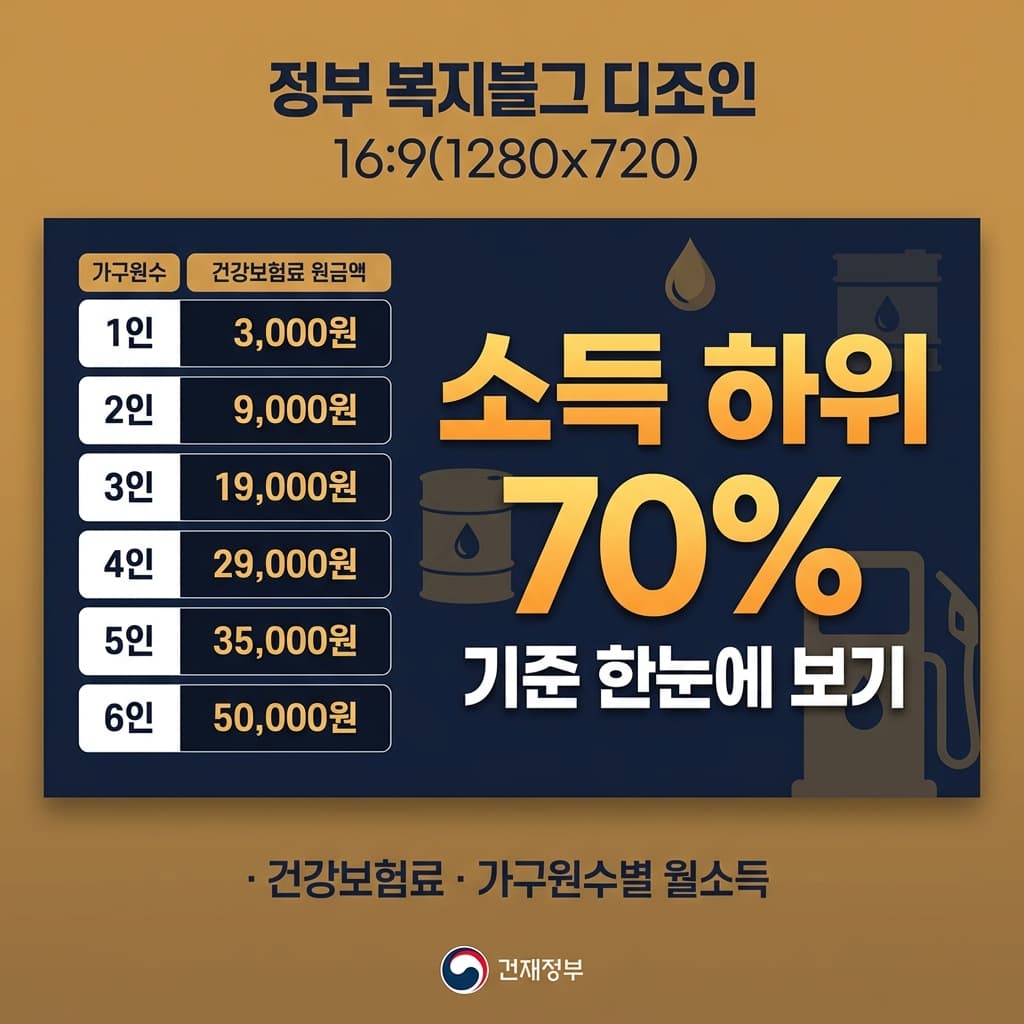 고유가 피해 지원금 소득 하위 70% 기준 총정리 (건보료·가구원수별)