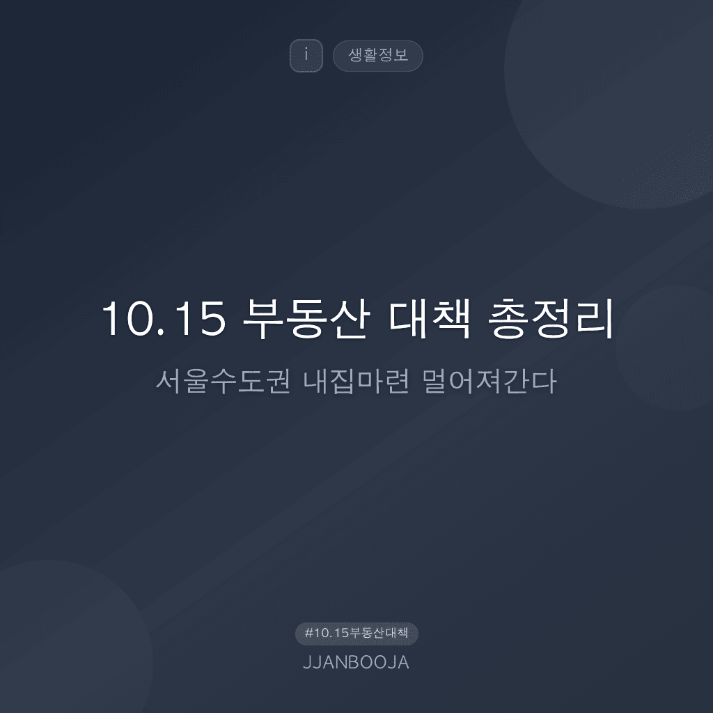 10.15 부동산 대책 총정리 - 서울수도권 내집마련 멀어져간다