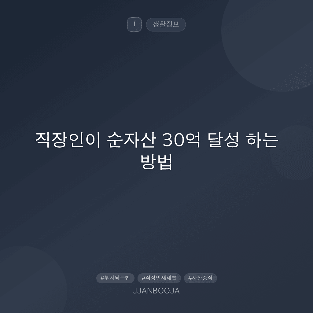 직장인이 순자산 30억 달성 하는 방법