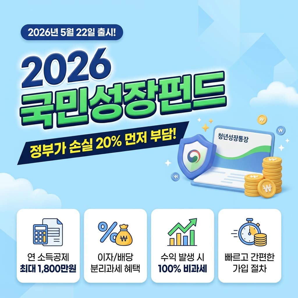 국민성장펀드 5월 22일 출시 - 손실 20%는 정부가 먼저 떠안고, 소득공제 1,800만 원까지