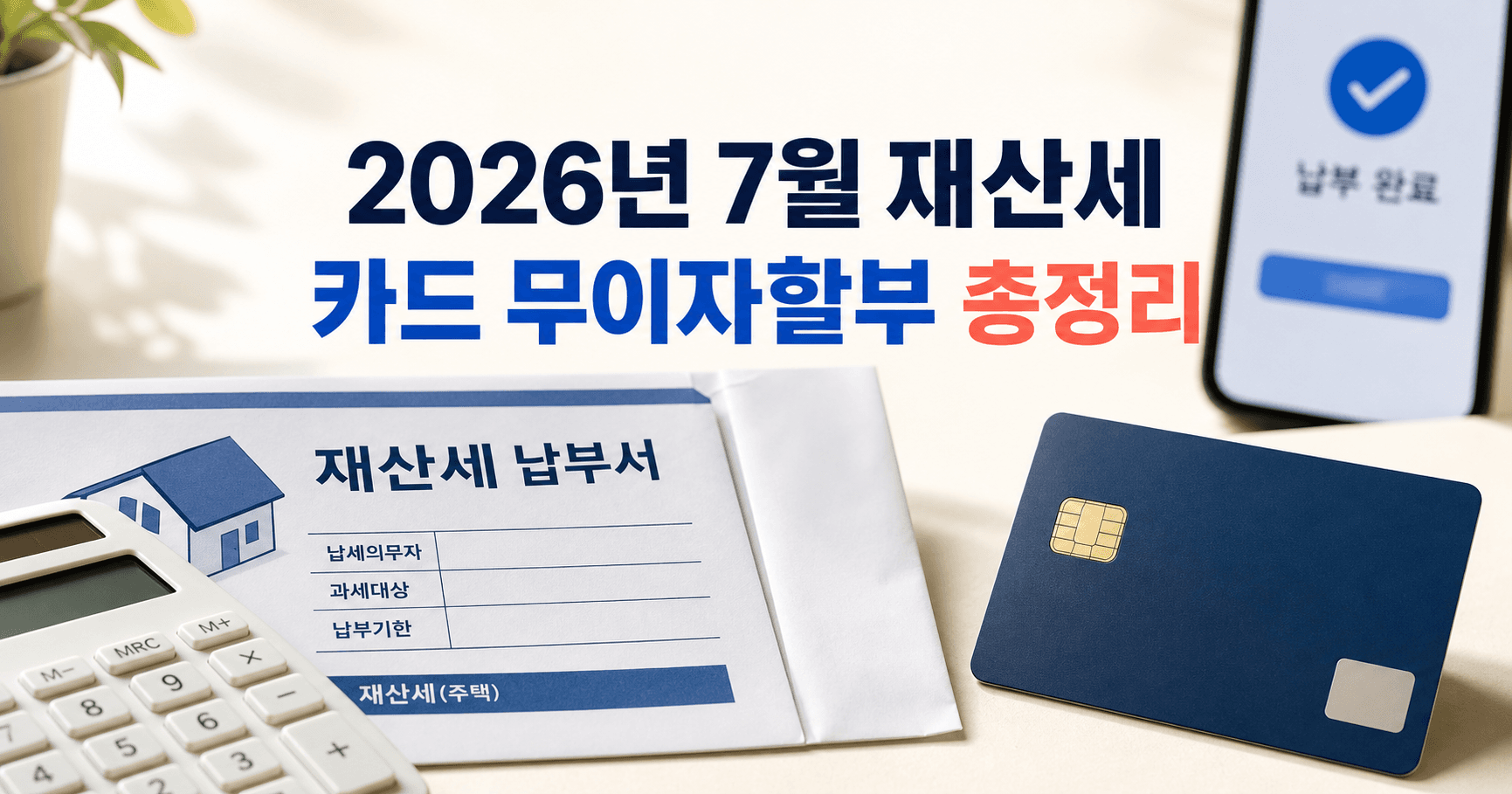 2026년 7월 재산세 카드납부 무이자할부 총정리 - 신한·삼성·하나·현대카드 최신 확인