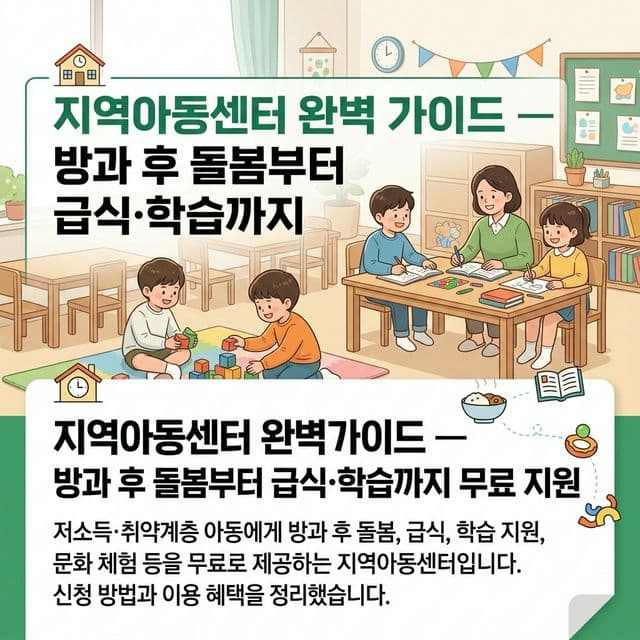 지역아동센터 완벽 가이드 — 방과 후 돌봄부터 급식·학습까지 무료 지원
