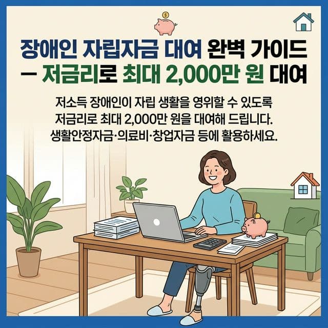 장애인 자립자금 대여 완벽 가이드 — 저금리로 최대 2,000만 원 대여
