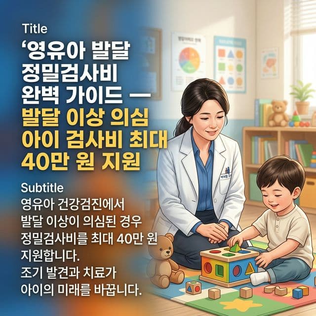영유아 발달 정밀검사비 완벽 가이드 — 발달 이상 의심 아이 검사비 최대 40만 원 지원