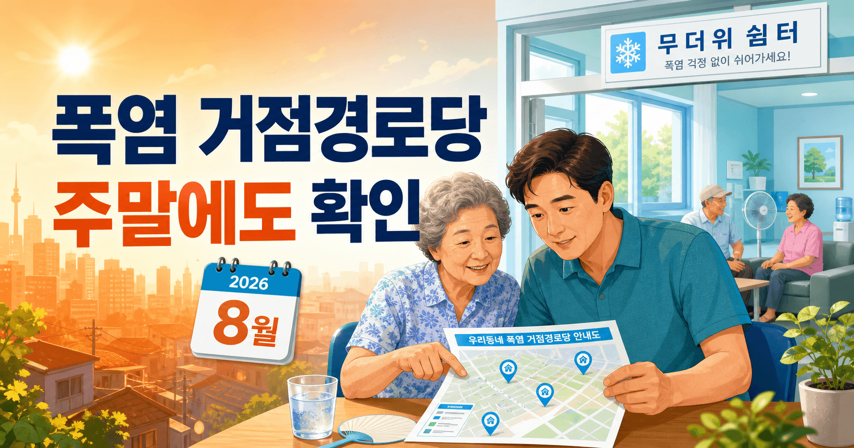 2026 폭염 거점경로당 8월 5일 확대 - 부모님 냉방비 걱정 크면 주말 쉼터부터 확인하세요