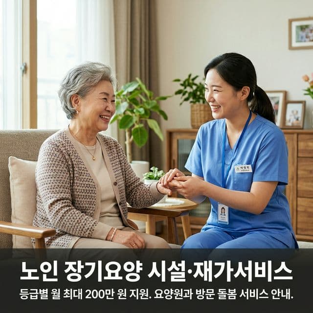 노인 장기요양 시설·재가서비스 완벽 가이드 — 등급별 월 최대 200만 원 지원