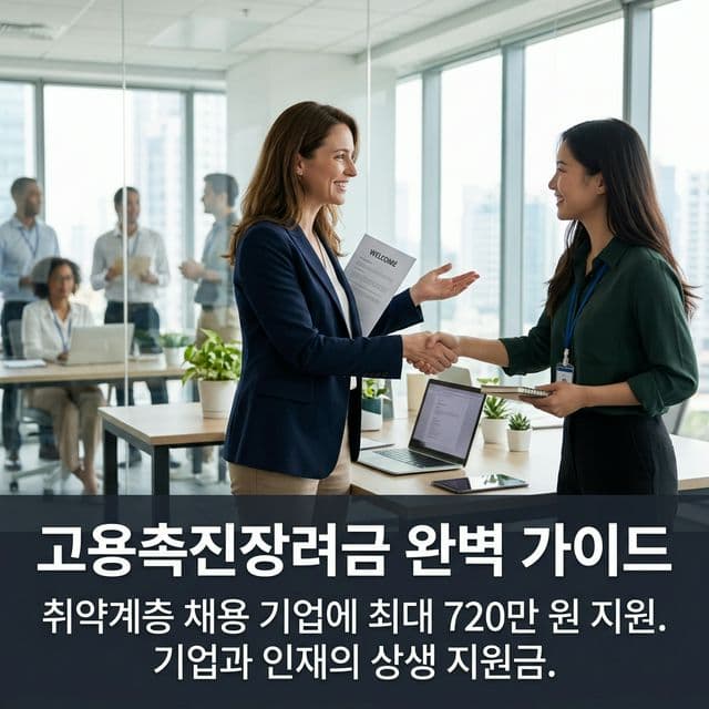 고용촉진장려금 완벽 가이드 — 취약계층 채용 기업에 최대 720만 원 지원