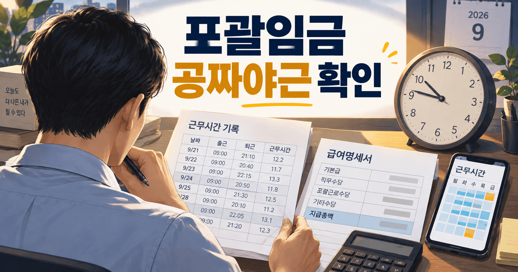 포괄임금 공짜야근 2026년 9월 최신판 - 내 급여명세서에서 고정 OT부터 확인하세요
