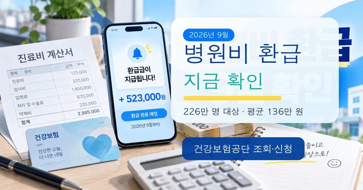 본인부담상한제 환급금 2026년 9월 확정판 - 226만 명 병원비 초과금 조회·신청 방법