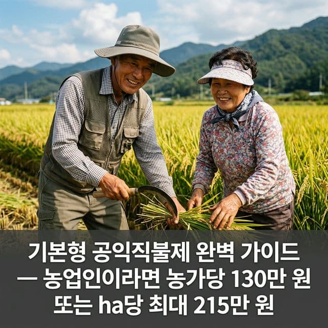 기본형 공익직불제 완벽 가이드 — 농업인이라면 농가당 130만 원 또는 ha당 최대 215만 원