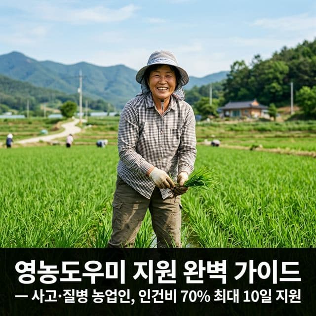 영농도우미 지원 완벽 가이드 — 사고·질병 농업인, 인건비 70% 최대 10일 지원