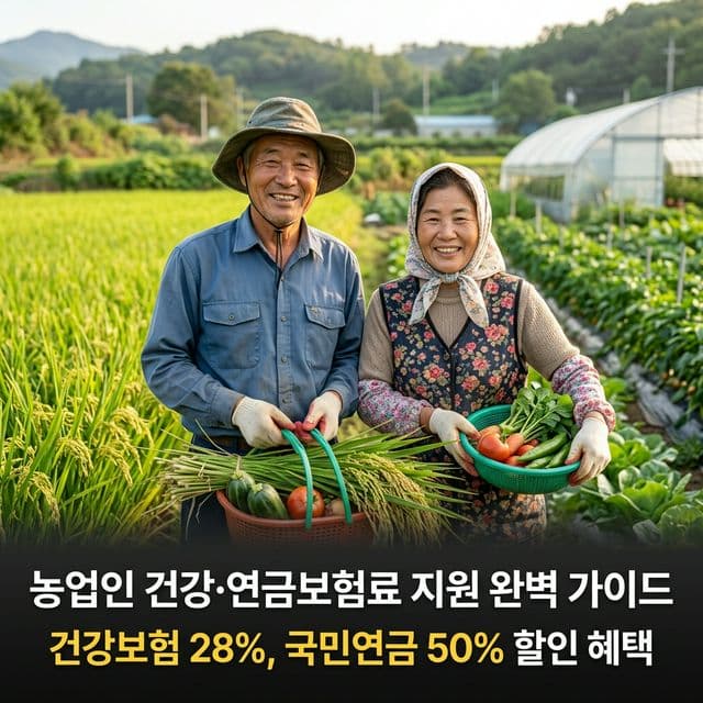 농업인 건강·연금보험료 지원 완벽 가이드 — 건강보험 28%, 국민연금 50% 할인 혜택