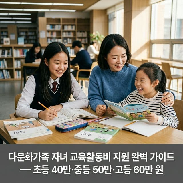 다문화가족 자녀 교육활동비 지원 완벽 가이드 — 초등 40만·중등 50만·고등 60만 원
