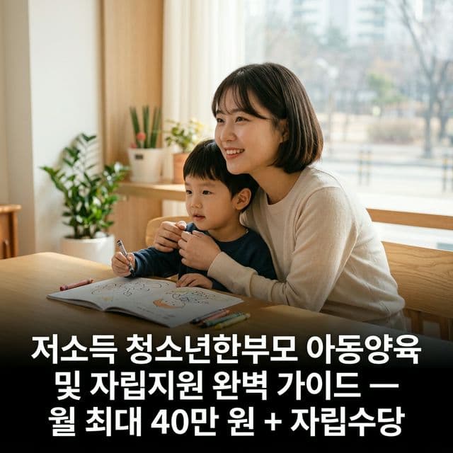 저소득 청소년한부모 아동양육 및 자립지원 완벽 가이드 — 월 최대 40만 원 + 자립수당