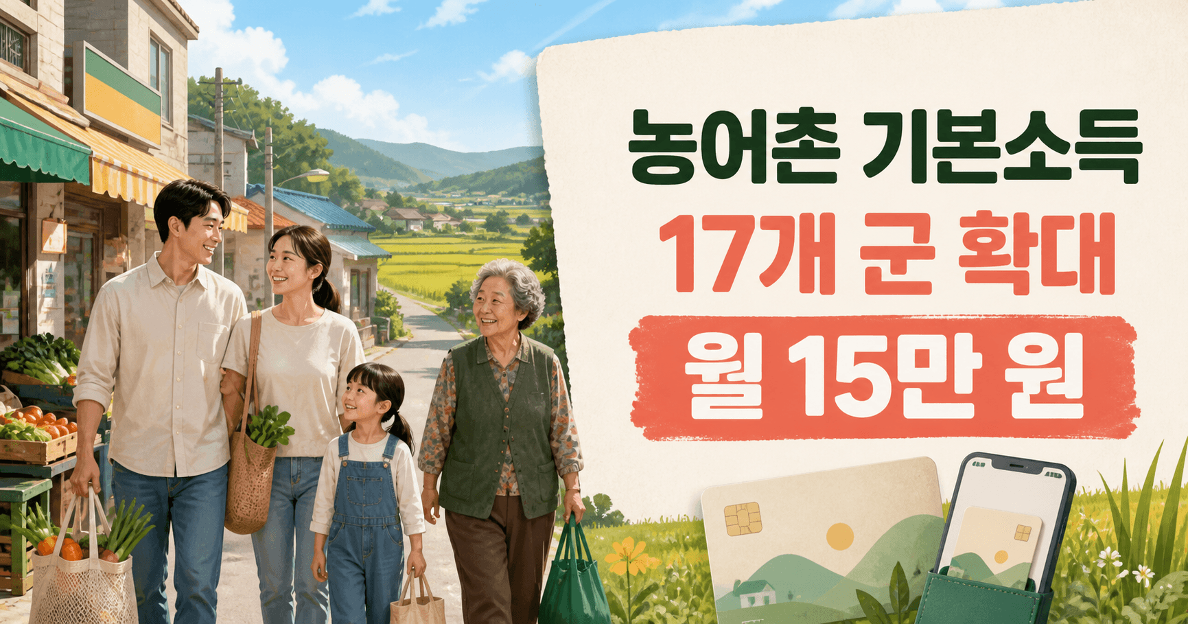 농어촌 기본소득 17개 군 확대 2026년 8월 최신판 - 월 15만 원, 추가 7개 군은 지금 신청 동선부터 봐야 합니다
