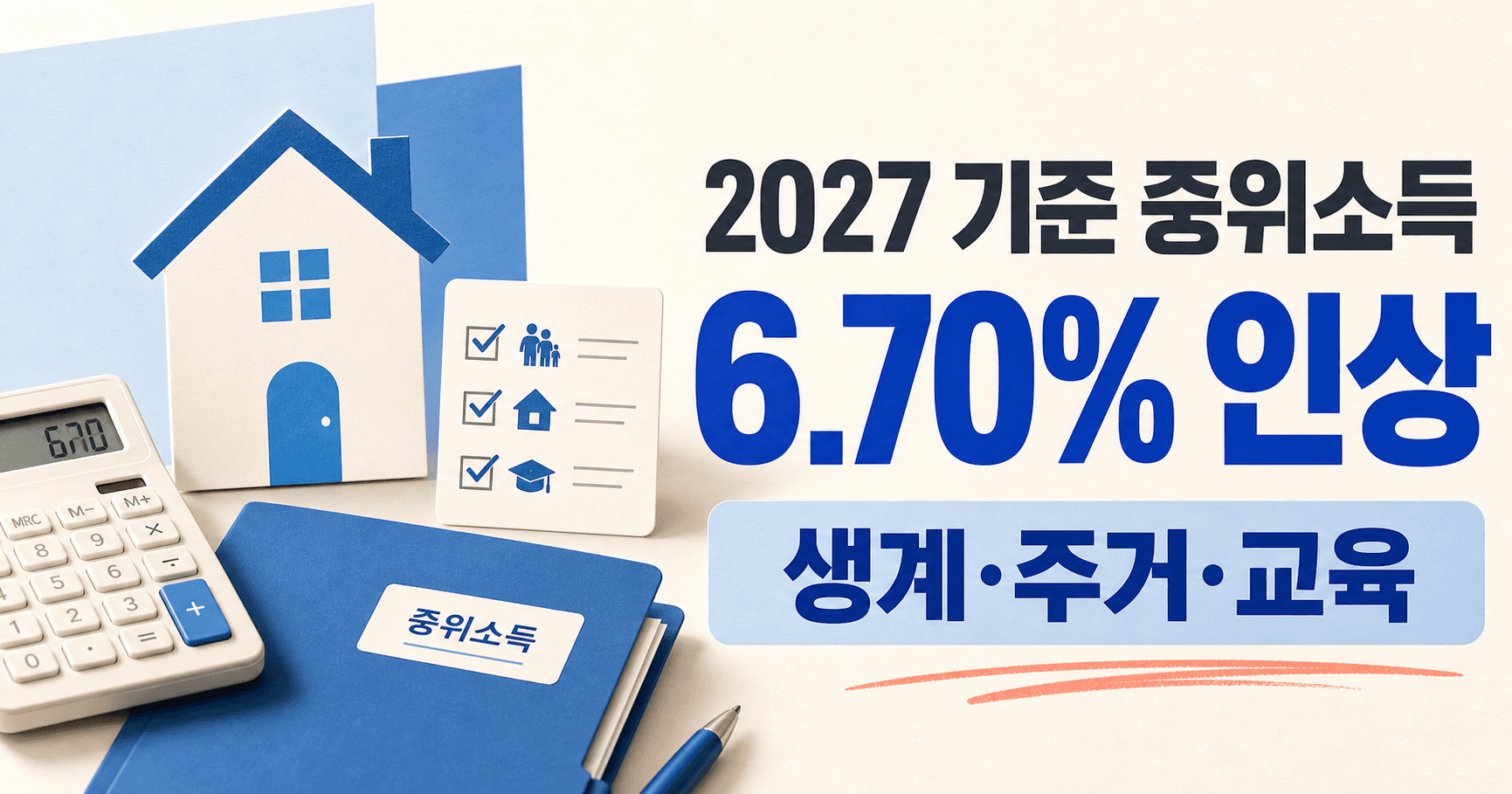 2027 기준 중위소득 6.70% 인상 - 생계급여·주거급여·교육급여 문턱 얼마나 달라지나