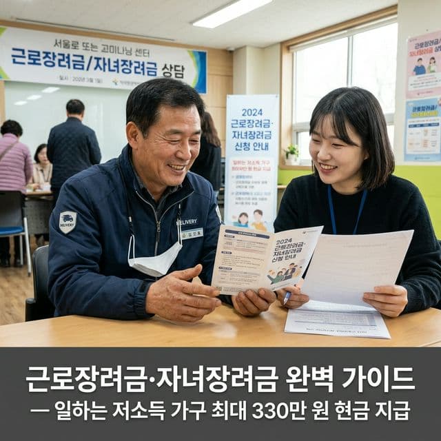 근로장려금·자녀장려금 완벽 가이드 — 일하는 저소득 가구 최대 330만 원 현금 지급
