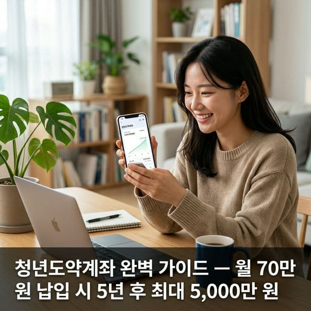 청년도약계좌 완벽 가이드 — 월 70만 원 납입 시 5년 후 최대 5,000만 원