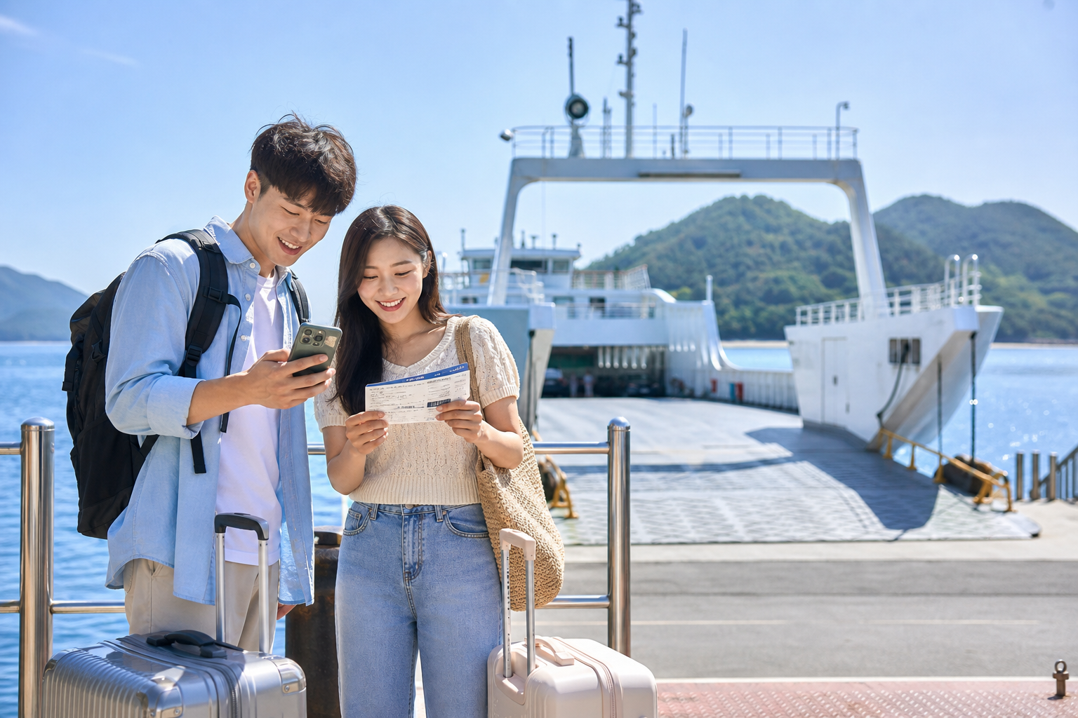 섬 여행 준비와 환급 신청 흐름을 보여주는 대표 이미지